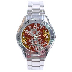 Aboriginal Art – Riverside Dreaming Stainless Steel Analogue Watch by hogartharts