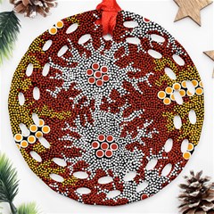 Aboriginal Art – Riverside Dreaming Round Filigree Ornament (two Sides) by hogartharts