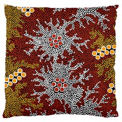 Aboriginal Art – Riverside Dreaming Large Cushion Case (one Side) by hogartharts