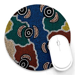 Aboriginal Art - Riverside Dreaming Round Mousepads by hogartharts