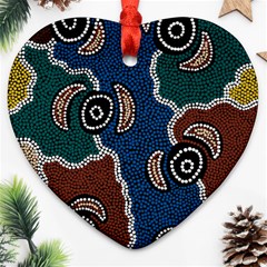 Aboriginal Art - Riverside Dreaming Ornament (heart)