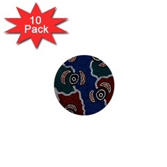 Aboriginal Art - Riverside Dreaming 1  Mini Buttons (10 Pack) 