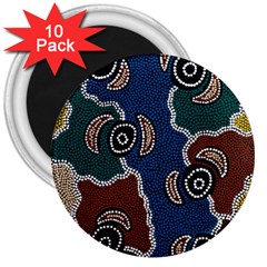 Aboriginal Art - Riverside Dreaming 3  Magnets (10 Pack) 