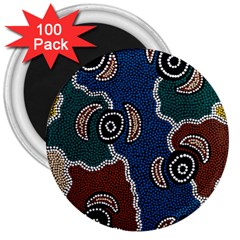 Aboriginal Art - Riverside Dreaming 3  Magnets (100 Pack) by hogartharts