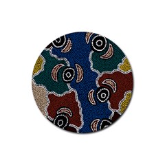 Aboriginal Art - Riverside Dreaming Rubber Coaster (round) 