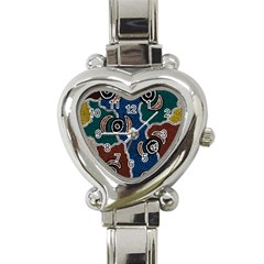 Aboriginal Art - Riverside Dreaming Heart Italian Charm Watch