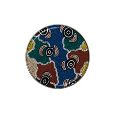 Aboriginal Art - Riverside Dreaming Hat Clip Ball Marker (4 Pack) by hogartharts