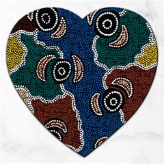 Aboriginal Art - Riverside Dreaming Jigsaw Puzzle (heart)