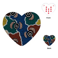 Aboriginal Art - Riverside Dreaming Playing Cards (heart) 