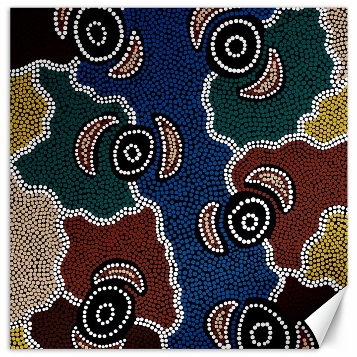 Aboriginal Art - Riverside Dreaming Canvas 20  x 20  