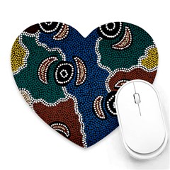 Aboriginal Art - Riverside Dreaming Heart Mousepads