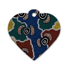 Aboriginal Art - Riverside Dreaming Dog Tag Heart (two Sides)