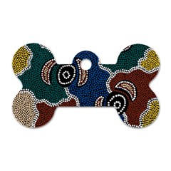 Aboriginal Art - Riverside Dreaming Dog Tag Bone (one Side)