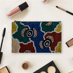 Aboriginal Art - Riverside Dreaming Cosmetic Bag (medium)  by hogartharts