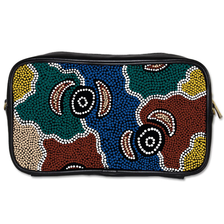 Aboriginal Art - Riverside Dreaming Toiletries Bags 2-Side