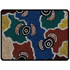 Aboriginal Art - Riverside Dreaming Fleece Blanket (large)  by hogartharts