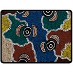 Aboriginal Art - Riverside Dreaming Fleece Blanket (Large)  80 x60  Blanket Front