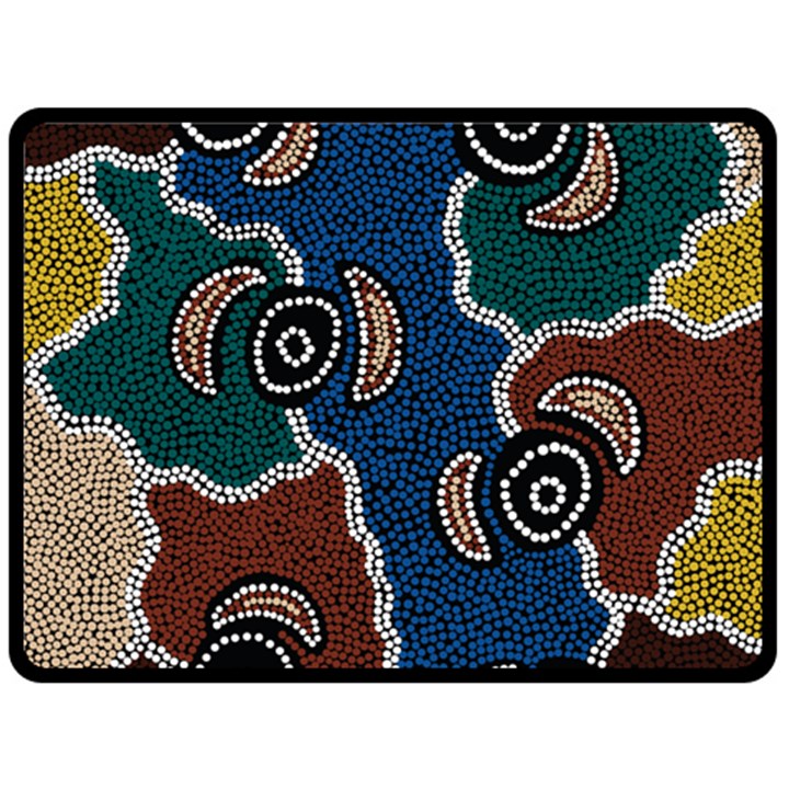 Aboriginal Art - Riverside Dreaming Fleece Blanket (Large) 