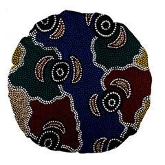 Aboriginal Art - Riverside Dreaming Large 18  Premium Round Cushions by hogartharts