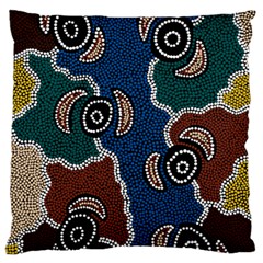 Aboriginal Art - Riverside Dreaming Large Flano Cushion Case (one Side) by hogartharts