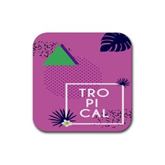 Behance Feelings Beauty Polka Dots Leaf Triangle Tropical Pink Rubber Coaster (square) 