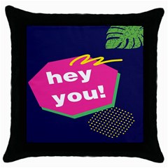 Behance Feelings Beauty Hey You Leaf Polka Dots Pink Blue Throw Pillow Case (black)