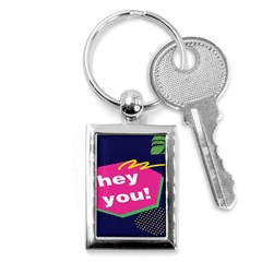 Behance Feelings Beauty Hey You Leaf Polka Dots Pink Blue Key Chains (rectangle)  by Mariart