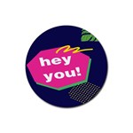 Behance Feelings Beauty Hey You Leaf Polka Dots Pink Blue Rubber Coaster (Round)  Front