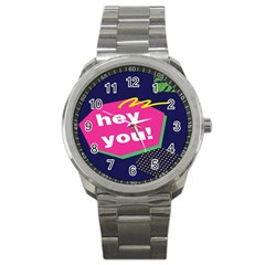 Behance Feelings Beauty Hey You Leaf Polka Dots Pink Blue Sport Metal Watch by Mariart