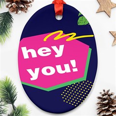 Behance Feelings Beauty Hey You Leaf Polka Dots Pink Blue Oval Ornament (two Sides)