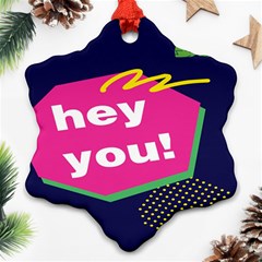 Behance Feelings Beauty Hey You Leaf Polka Dots Pink Blue Ornament (snowflake)