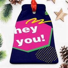 Behance Feelings Beauty Hey You Leaf Polka Dots Pink Blue Ornament (bell)