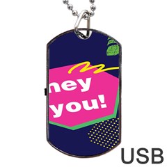 Behance Feelings Beauty Hey You Leaf Polka Dots Pink Blue Dog Tag Usb Flash (one Side)