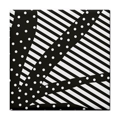 Ambiguous Stripes Line Polka Dots Black Tile Coasters