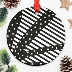 Ambiguous Stripes Line Polka Dots Black Ornament (round)