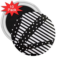 Ambiguous Stripes Line Polka Dots Black 3  Magnets (10 Pack)  by Mariart