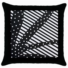 Ambiguous Stripes Line Polka Dots Black Throw Pillow Case (black)