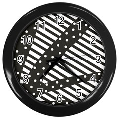 Ambiguous Stripes Line Polka Dots Black Wall Clocks (black) by Mariart