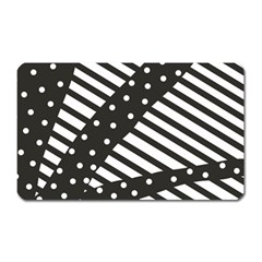 Ambiguous Stripes Line Polka Dots Black Magnet (rectangular)