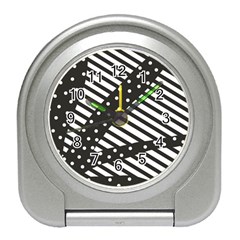 Ambiguous Stripes Line Polka Dots Black Travel Alarm Clocks by Mariart