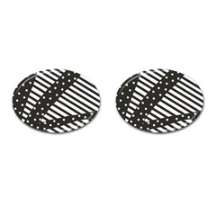 Ambiguous Stripes Line Polka Dots Black Cufflinks (oval)