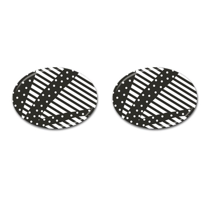 Ambiguous Stripes Line Polka Dots Black Cufflinks (Oval)