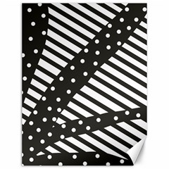 Ambiguous Stripes Line Polka Dots Black Canvas 12  X 16   by Mariart