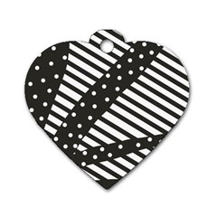 Ambiguous Stripes Line Polka Dots Black Dog Tag Heart (one Side) by Mariart