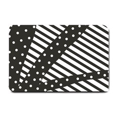 Ambiguous Stripes Line Polka Dots Black Small Doormat  by Mariart