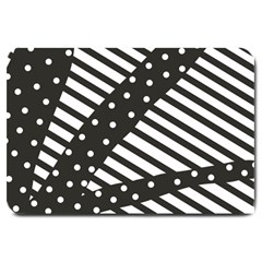 Ambiguous Stripes Line Polka Dots Black Large Doormat  by Mariart