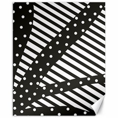 Ambiguous Stripes Line Polka Dots Black Canvas 11  X 14   by Mariart