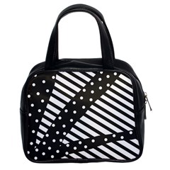 Ambiguous Stripes Line Polka Dots Black Classic Handbags (2 Sides) by Mariart