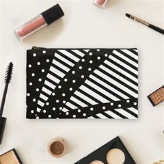 Ambiguous Stripes Line Polka Dots Black Cosmetic Bag (medium) 