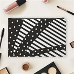 Ambiguous Stripes Line Polka Dots Black Cosmetic Bag (Large)  Back